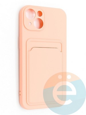 Накладка Soft touch с кармашком для Apple iPhone 13 розовая - фото 48532