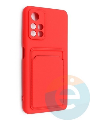 Накладка Soft touch с кармашком для Poco M4 Pro 5G красная - фото 48535
