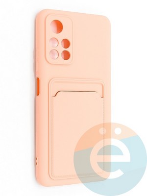 Накладка Soft touch с кармашком для Poco M4 Pro 5G розовая - фото 48536