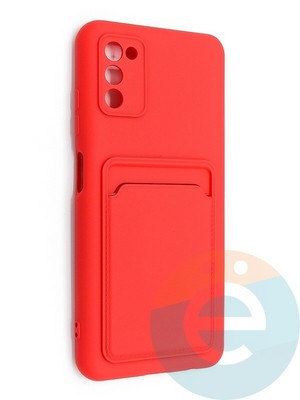 Накладка Soft touch с кармашком для Samsung Galaxy A03S красная - фото 48542