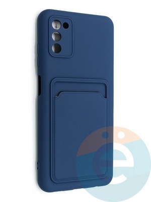 Накладка Soft touch с кармашком для Samsung Galaxy A03S синяя - фото 48544