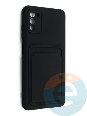 Накладка Soft touch с кармашком для Samsung Galaxy A03S черная - фото 48545