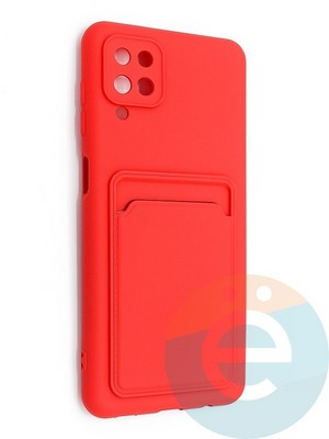 Накладка Soft touch с кармашком для Samsung Galaxy A12 красная - фото 48546