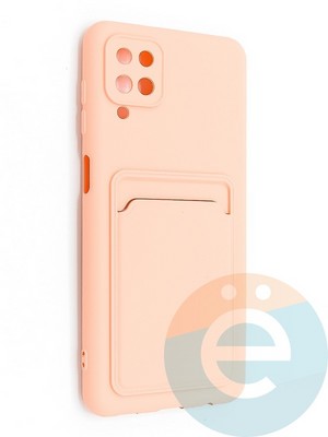 Накладка Soft touch с кармашком для Samsung Galaxy A12 розовая - фото 48547