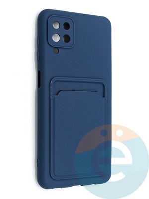 Накладка Soft touch с кармашком для Samsung Galaxy A12 синяя - фото 48548