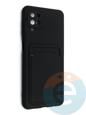 Накладка Soft touch с кармашком для Samsung Galaxy A12 черная - фото 48549