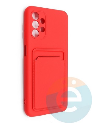 Накладка Soft touch с кармашком для Samsung Galaxy A13 4G красная - фото 48550