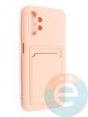 Накладка Soft touch с кармашком для Samsung Galaxy A13 4G розовая - фото 48551
