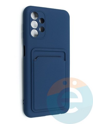 Накладка Soft touch с кармашком для Samsung Galaxy A13 4G синяя - фото 48552