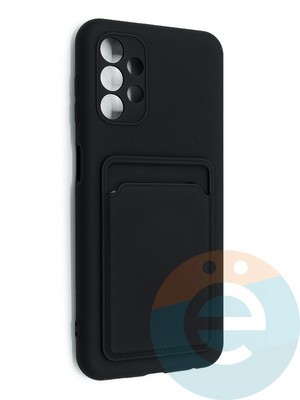 Накладка Soft touch с кармашком для Samsung Galaxy A13 4G черная - фото 48553