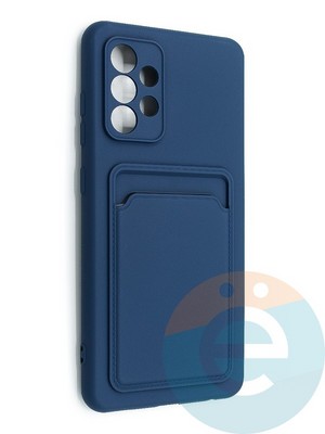 Накладка Soft touch с кармашком для Samsung Galaxy A53 синяя - фото 48560