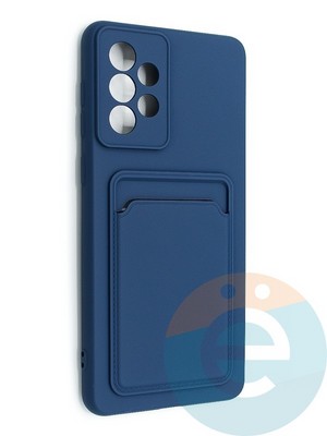 Накладка Soft touch с кармашком для Samsung Galaxy A73 синяя - фото 48564