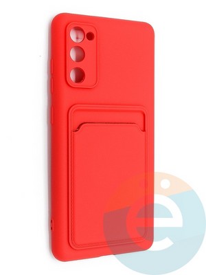 Накладка Soft touch с кармашком для Samsung Galaxy S20FE красная - фото 48566