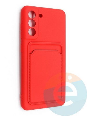 Накладка Soft touch с кармашком для Samsung Galaxy S21FE красная - фото 48570