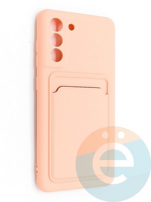 Накладка Soft touch с кармашком для Samsung Galaxy S21FE розовая - фото 48571