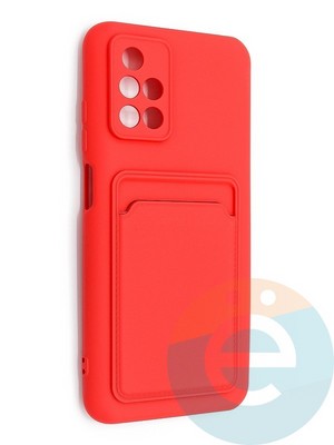 Накладка Soft touch с кармашком для Xiaomi Redmi 10 красная - фото 48573