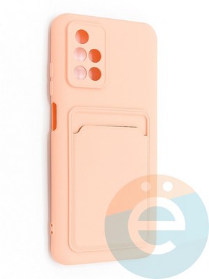 Накладка Soft touch с кармашком для Xiaomi Redmi 10 розовая - фото 48574