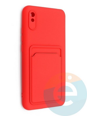 Накладка Soft touch с кармашком для Xiaomi Redmi 9A красная - фото 48577