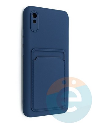 Накладка Soft touch с кармашком для Xiaomi Redmi 9A синяя - фото 48579