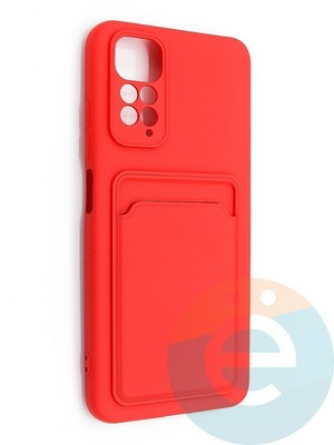 Накладка Soft touch с кармашком для Xiaomi Redmi Note 11/11S красная - фото 48588