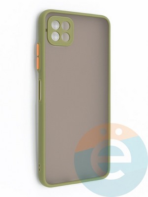 Накладка пластиковая с силиконовой окантовкой с защищенной камерой для Samsung Galaxy A22S/A22 5G хаки - фото 48779