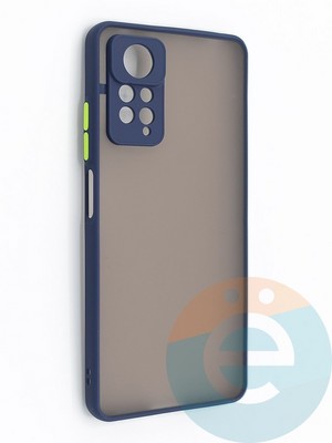 Накладка пластиковая с силиконовой окантовкой с защищенной камерой для Xiaomi Redmi Note 11 Pro синяя - фото 48783