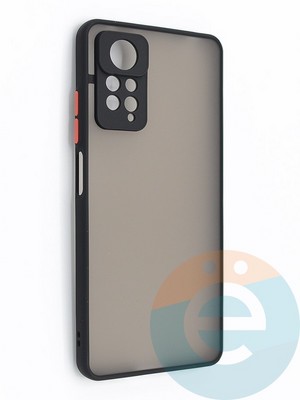 Накладка пластиковая с силиконовой окантовкой с защищенной камерой для Xiaomi Redmi Note 11 Pro черная - фото 48785