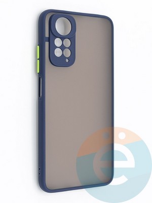 Накладка пластиковая с силиконовой окантовкой с защищенной камерой для Xiaomi Redmi Note 11/11S синяя - фото 48787