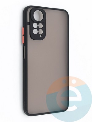 Накладка пластиковая с силиконовой окантовкой с защищенной камерой для Xiaomi Redmi Note 11/11S черная - фото 48790