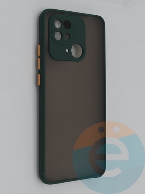 Накладка пластиковая с силиконовой окантовкой с защищенной камерой для Xiaomi Redmi 10C/Poco C40 4G зеленая - фото 48822
