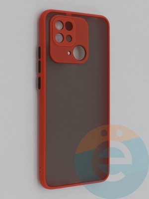 Накладка пластиковая с силиконовой окантовкой с защищенной камерой для Xiaomi Redmi 10C/Poco C40 4G красная - фото 48823