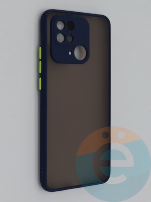 Накладка пластиковая с силиконовой окантовкой с защищенной камерой для Xiaomi Redmi 10C/Poco C40 4G синяя - фото 48824