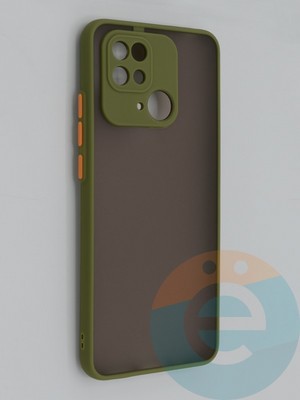 Накладка пластиковая с силиконовой окантовкой с защищенной камерой для Xiaomi Redmi 10C/Poco C40 4G хаки - фото 48825