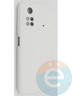 Накладка Silicone Cover (без логотипа, с защитой камеры) для Poco M4 Pro 4G молочная - фото 49000