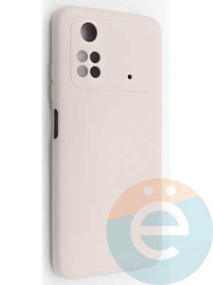 Накладка Silicone Cover (без логотипа, с защитой камеры) для Poco M4 Pro 4G пудровая - фото 49001
