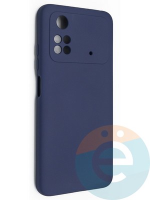 Накладка Silicone Cover (без логотипа, с защитой камеры) для Poco M4 Pro 4G синяя - фото 49003