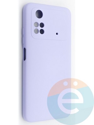 Накладка Silicone Cover (без логотипа, с защитой камеры) для Poco M4 Pro 4G сиреневая - фото 49004