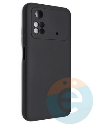 Накладка Silicone Cover (без логотипа, с защитой камеры) для Poco M4 Pro 4G черная - фото 49005