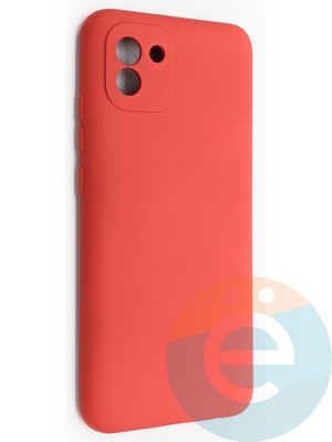 Накладка Silicone Cover (без логотипа, с защитой камеры) для Samsung Galaxy A03 красная - фото 49026