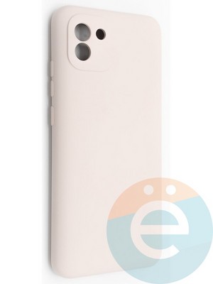 Накладка Silicone Cover (без логотипа, с защитой камеры) для Samsung Galaxy A03 пудровая - фото 49028