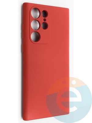 Накладка Silicone Cover (без логотипа, с защитой камеры) для Samsung Galaxy S22 Ultra красная - фото 49116