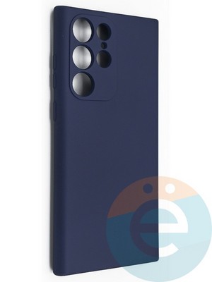 Накладка Silicone Cover (без логотипа, с защитой камеры) для Samsung Galaxy S22 Ultra синяя - фото 49120