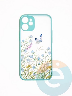 Накладка пластиковая с картинкой для Apple iPhone 12 Mini бирюзовая бабочка - фото 49191