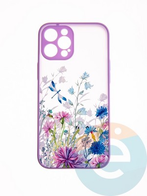 Накладка пластиковая с картинкой для Apple iPhone 12 Pro Max сиреневая стрекоза - фото 49201