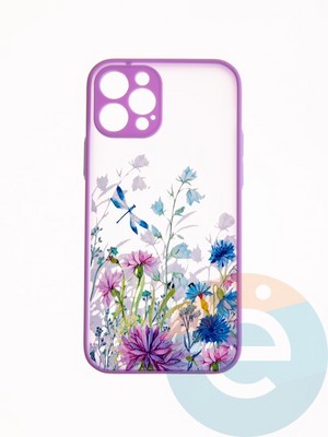 Накладка пластиковая с картинкой для Apple iPhone 12 Pro сиреневая стрекоза - фото 49209