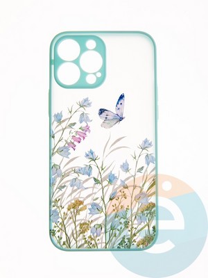 Накладка пластиковая с картинкой для Apple iPhone 13 Pro Max бирюзовая бабочка - фото 49228