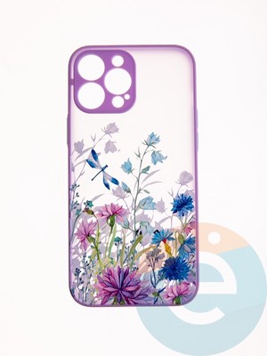 Накладка пластиковая с картинкой для Apple iPhone 13 Pro Max сиреневая стрекоза - фото 49231