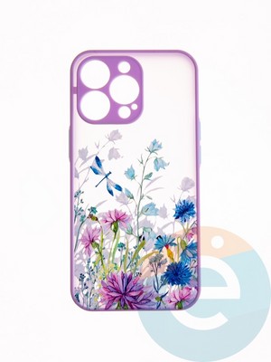 Накладка пластиковая с картинкой для Apple iPhone 13 Pro сиреневая стрекоза - фото 49238