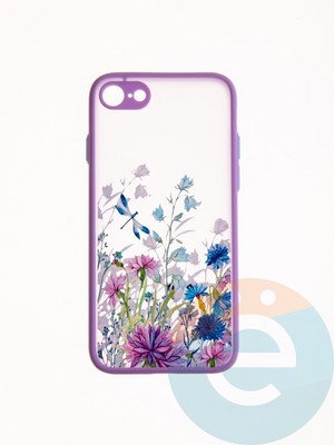 Накладка пластиковая с картинкой для Apple iPhone 7/8/SE 2020 сиреневая стрекоза - фото 49254