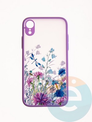 Накладка пластиковая с картинкой для Apple iPhone XR сиреневая стрекоза - фото 49261
